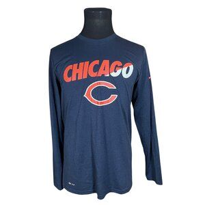 Nike Men's Dri-Fit Blue NFL Chicago Bears Lon Sleeve Athletic T-Shirt Medium